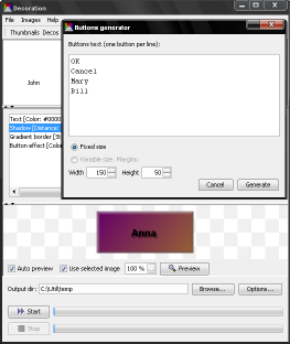 Decoration button generator screenshot