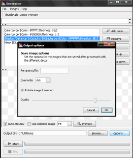 Decoration save options screenshot