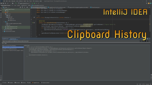 Clipboard History Pro applet running in Applet Runner Pro in JetBrains IntelliJ IDEA