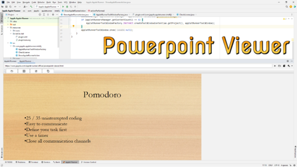 Powerpoint presentation in Applet Runner plugin in JetBrains IntelliJ IDEA
