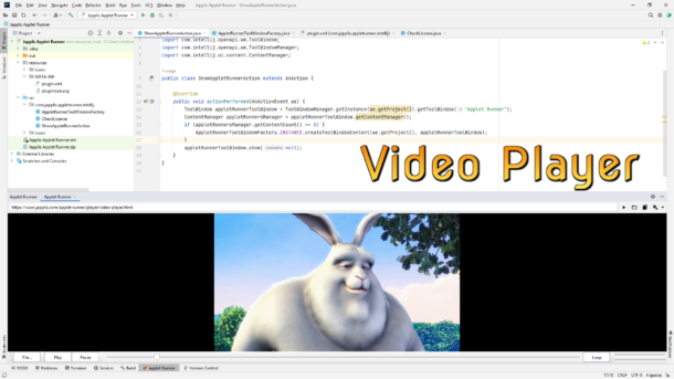 Video playing in the Video Player in Applet Runner plug-in in JetBrains IntelliJ IDEA