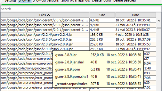 Screenshot of M2 Repo Cleaner