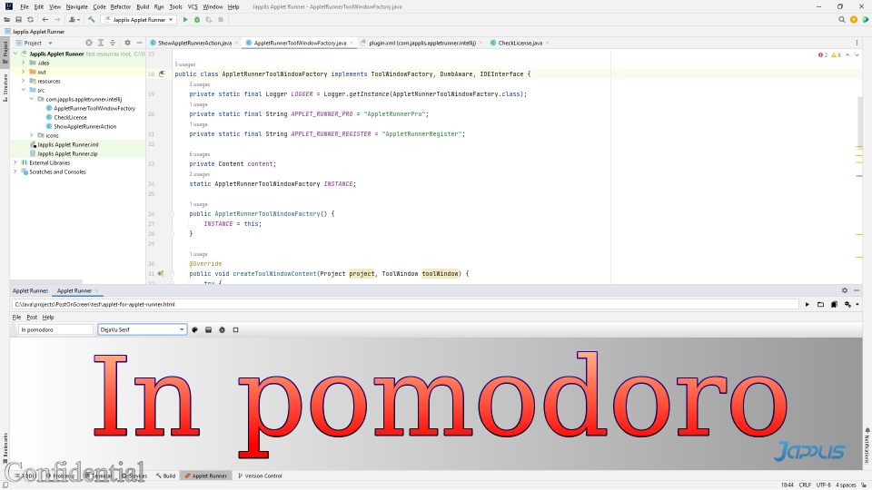 Post On Screen Pro running in JetBrains IntelliJ IDEA