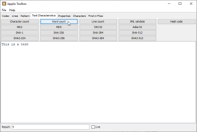text characteristics panel