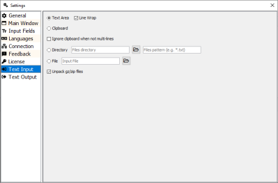 Input settings panel