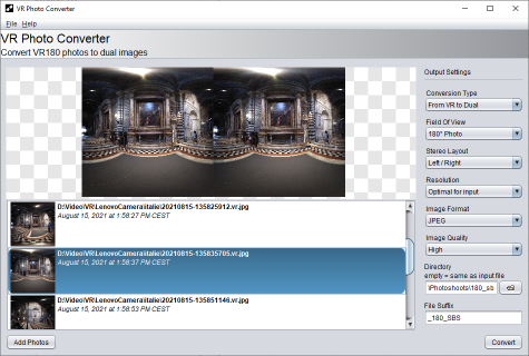 VR180 to Dual VR Photo Converter
